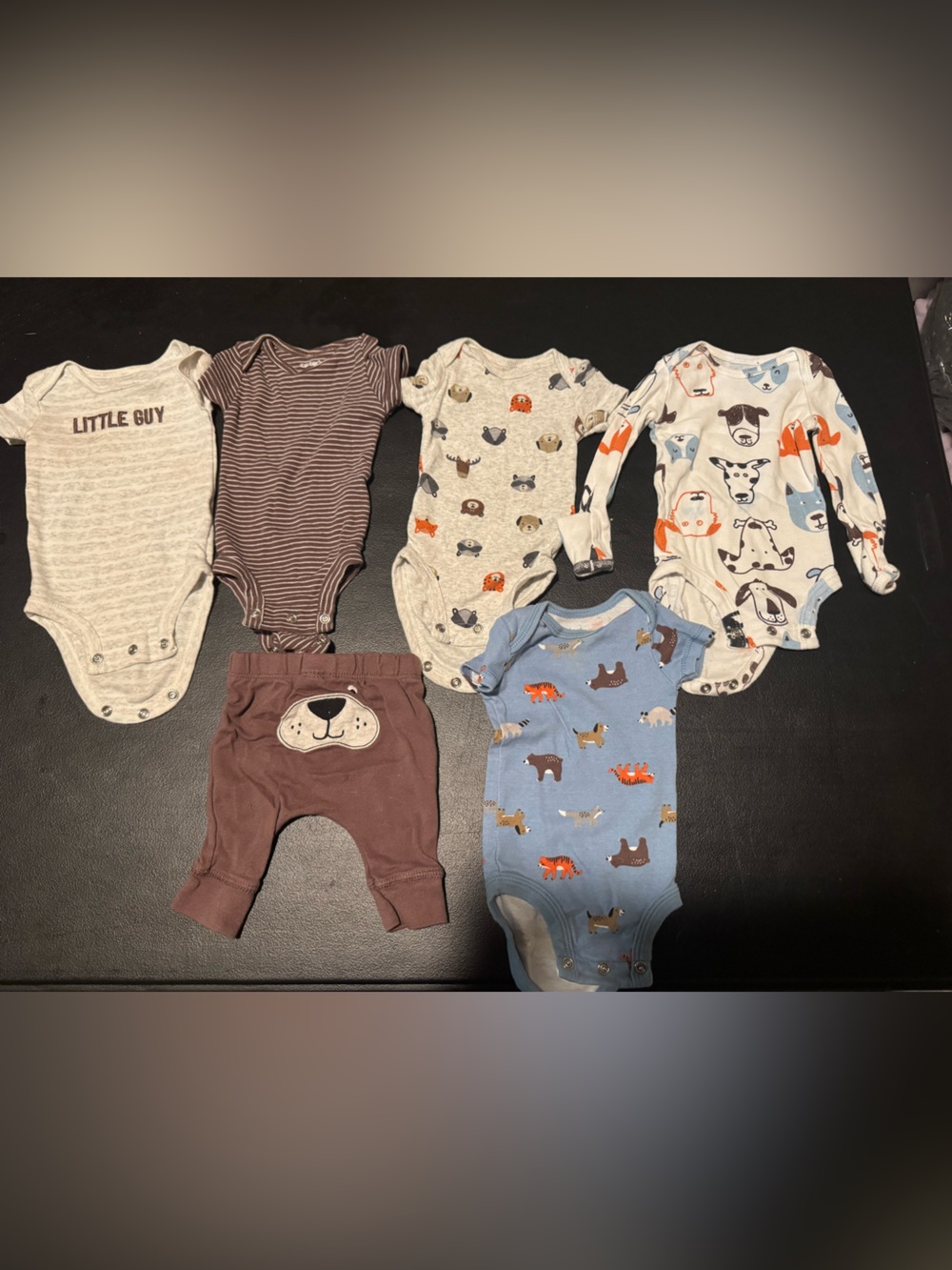 Baby Boys 6-Pack One-Piece Bodysuits and Pants Set - Mixed Blue, Brown, Gray